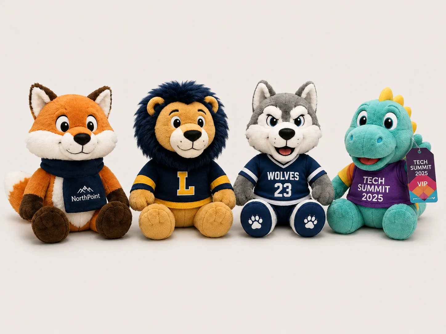 Custom mascot plush toy with embroidered uniform details