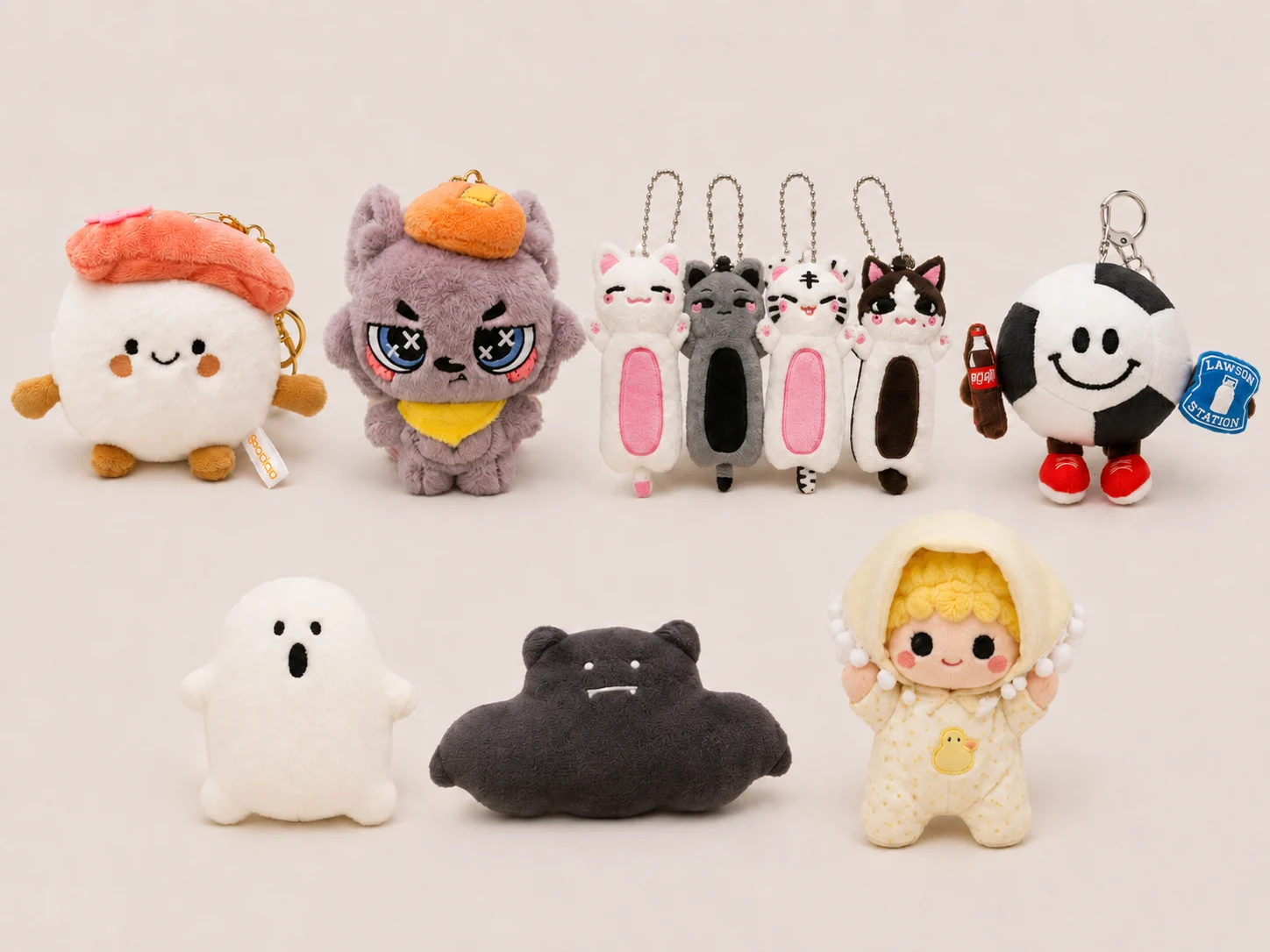 Mini custom plush keychain with metal attachment
