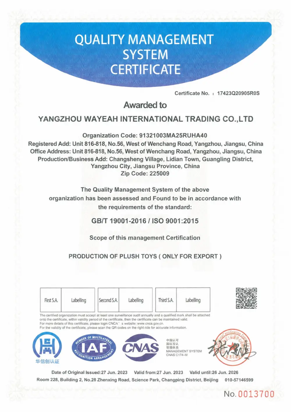 ISO 9001 Certificate