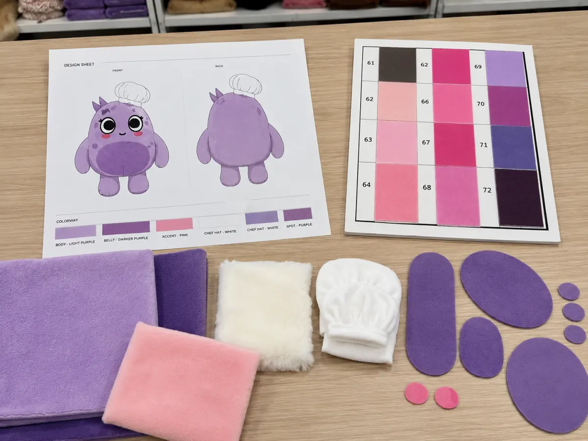 Fabric and color selection for custom plush toys