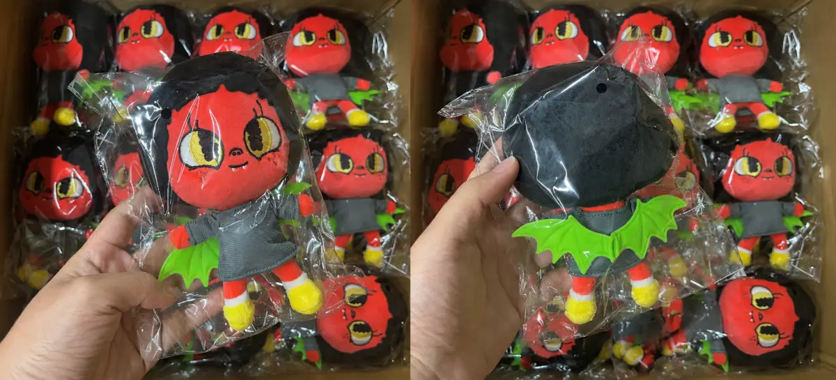 Bulk production of custom plush keychains in a plush toy factory