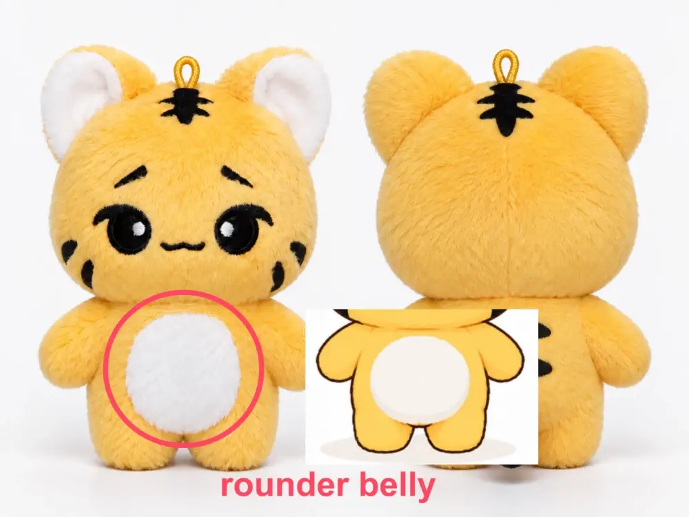 First and revised custom plush keychain samples